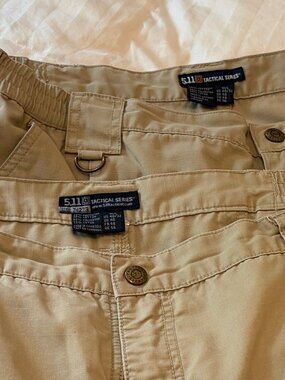 2 pairs of 5.11 Tactical Cargo pants, tan, 40” x 32”